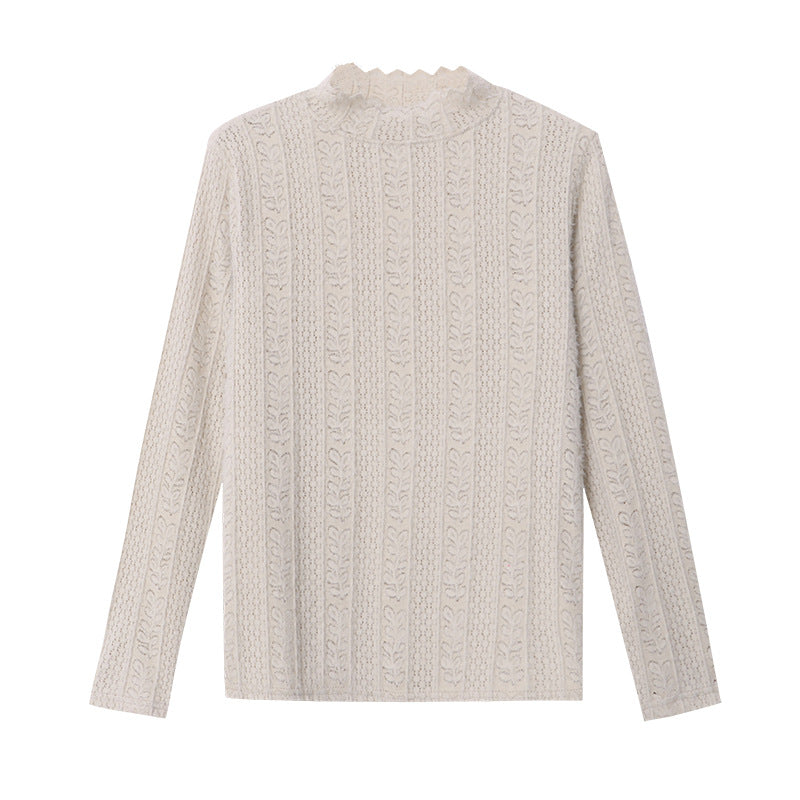 Ladies elegant knit top with ruffle hem Chic & Stil