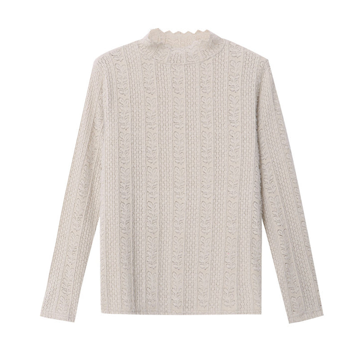 Ladies elegant knit top with ruffle hem Chic & Stil