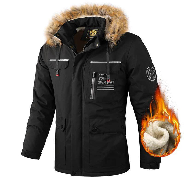 Insulated winter jacket for men with a warm fur collar Lune London