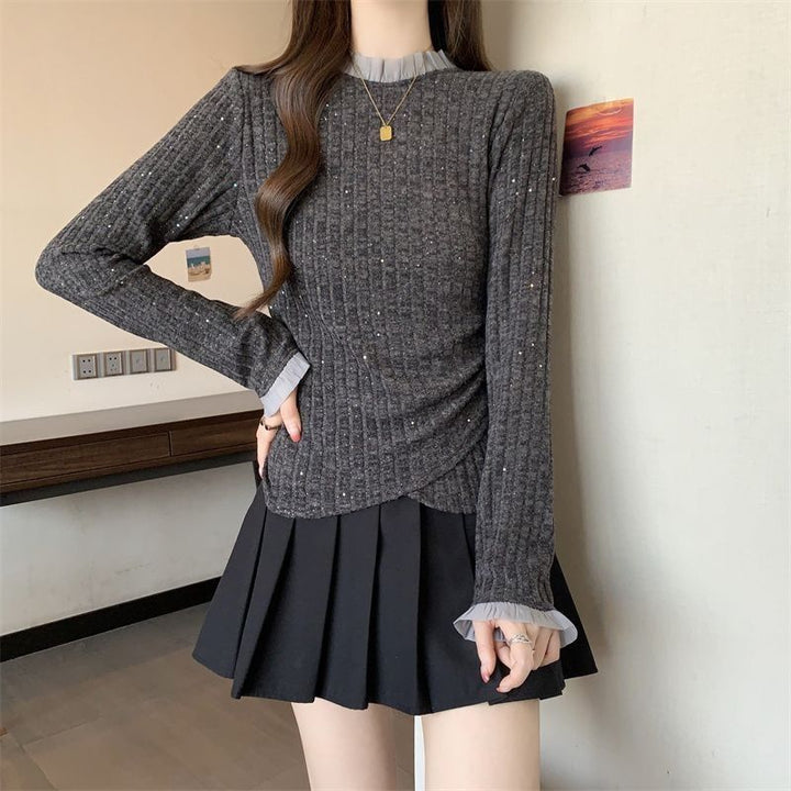 Pull fin tricot élégant pour femmes avec col décoratif Chic & Stil