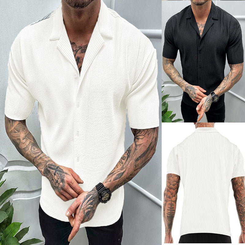 Structured short-sleeve shirt for men with button placket Lune London