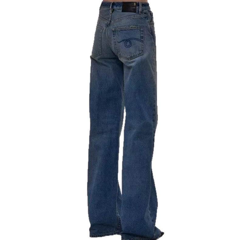 Denim jeans for women, wide fit, vintage style, high waist and stylish wash Lune London