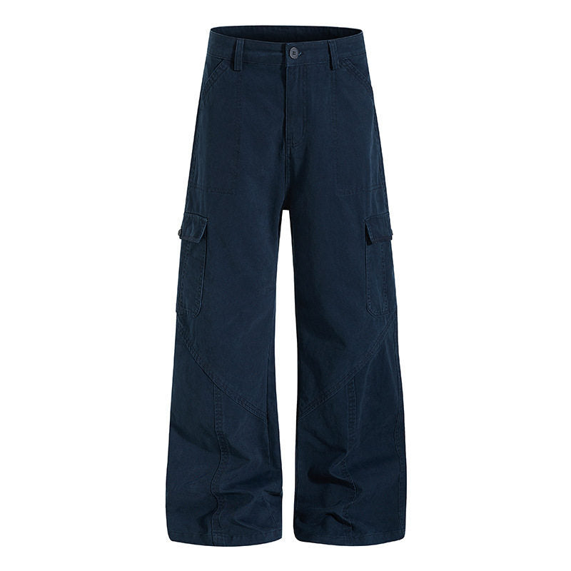 Women Wide Cargo Pants made of Cotton Blend with High Waist and Multifunction Pockets Amarae