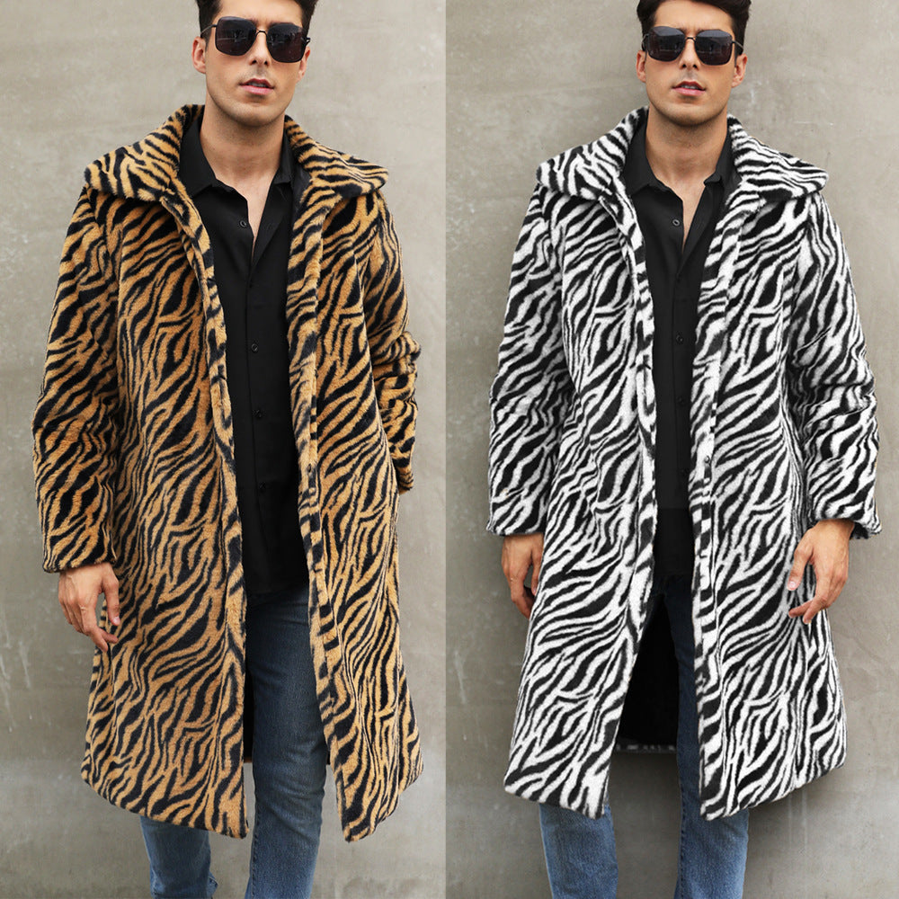 Men's tiger stripe faux fur coat Lune London