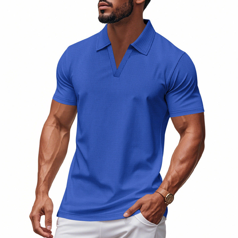 Men's Short Sleeve Henley T-Shirt with Textured Design and Modern V-Neck Lune London