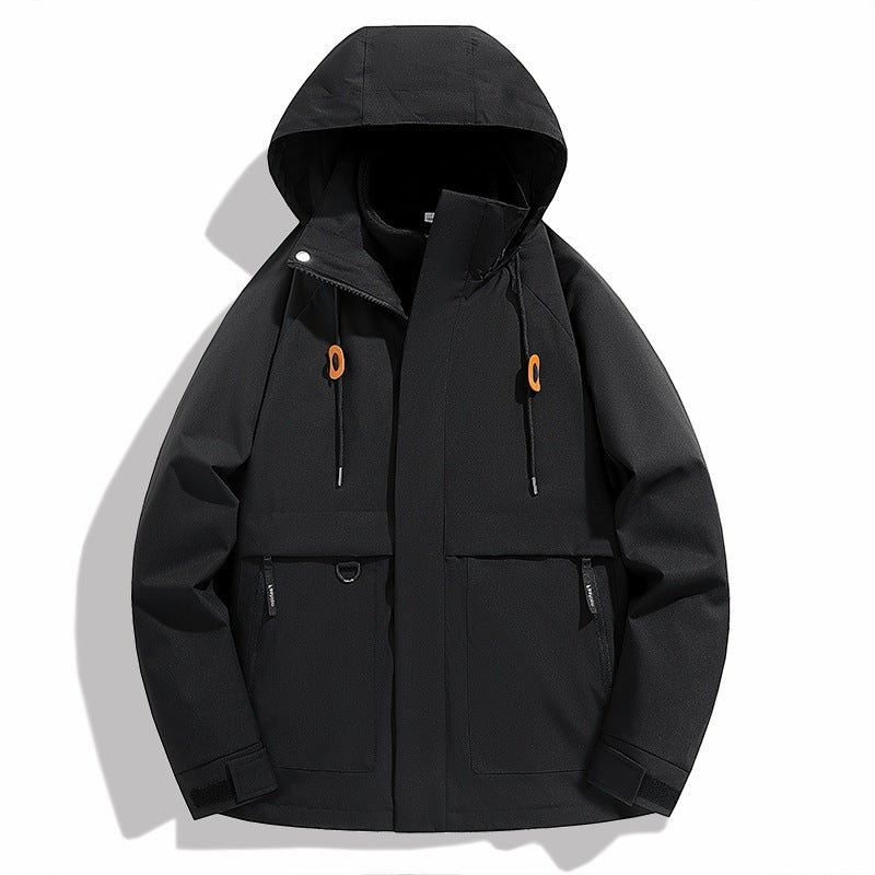 Men's waterproof outdoor jacket with adjustable hood and practical pockets Lune London