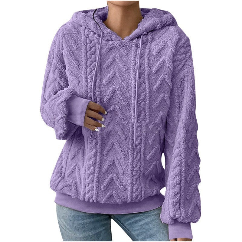 Women's fluffy hoodie with cable-knit pattern and oversized cut Amarae