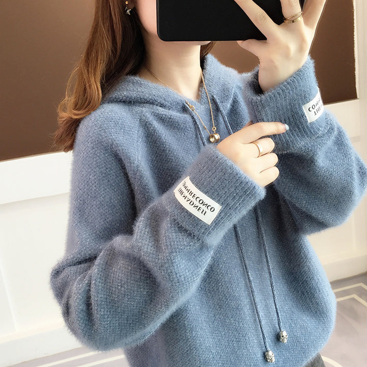 Ladies Cozy Hooded Sweatshirt with Drawstring and High Neck Amarae