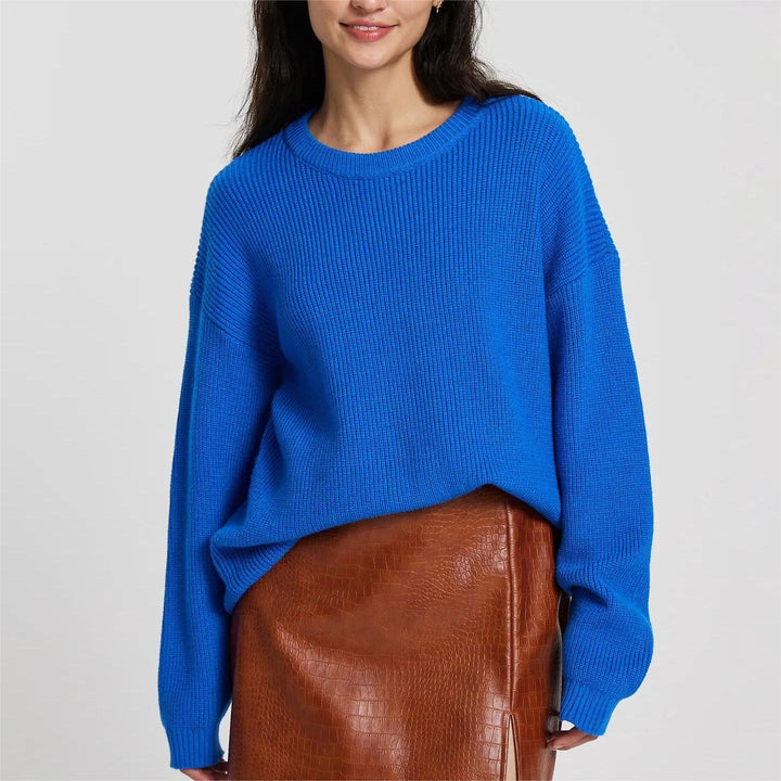 Ladies chunky knit sweater with relaxed fit and dropped shoulder seams Lune London