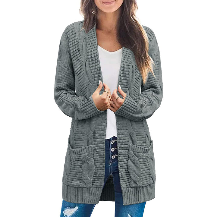 Cardigan en tricot épais pour femmes avec poches et aspect de point texturé Chic & Stil