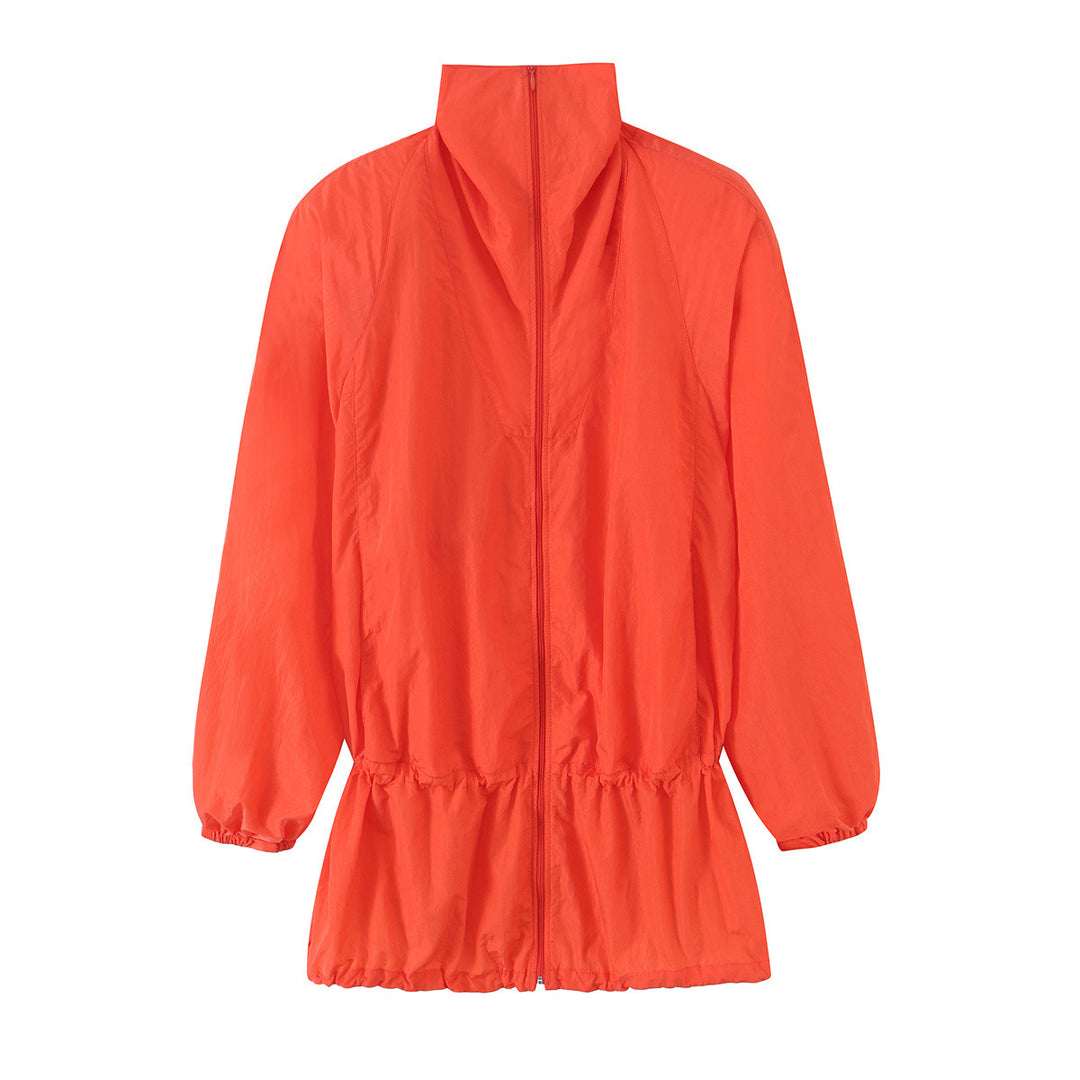Ladies Light Wind Jacket with High Collar, Drawstring Waist and Elastic Cuffs Amarae