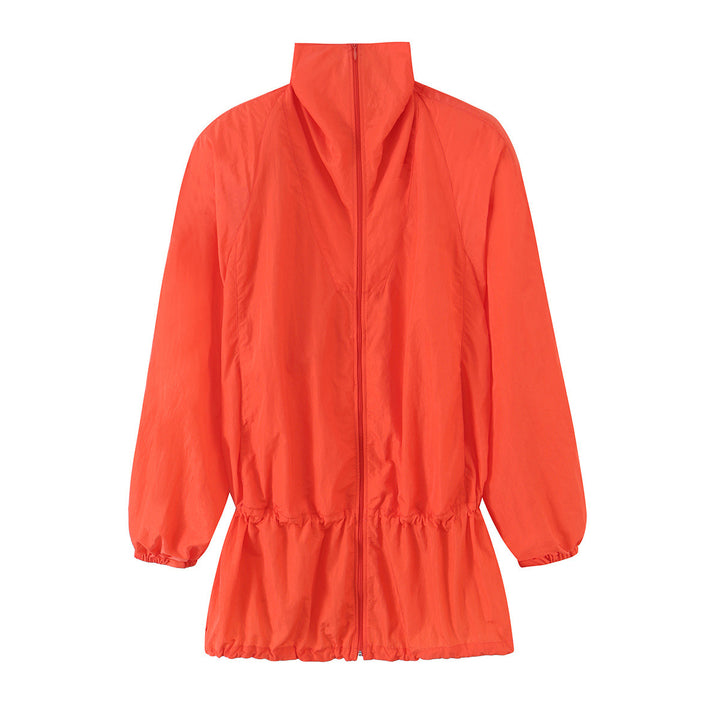Ladies Light Wind Jacket with High Collar, Drawstring Waist and Elastic Cuffs Amarae