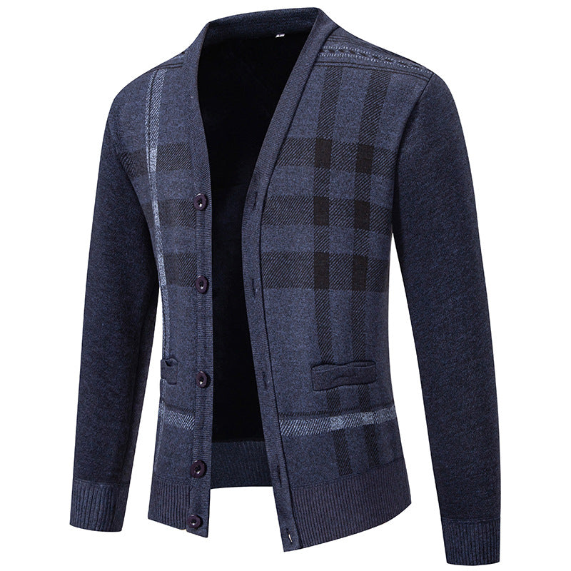 Men's knit jacket with a trendy plaid pattern and practical buttons Lune London