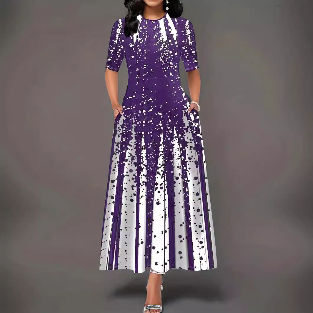 Women Elegant Maxi Dress with an eye-catching pattern and practical pockets Lune London