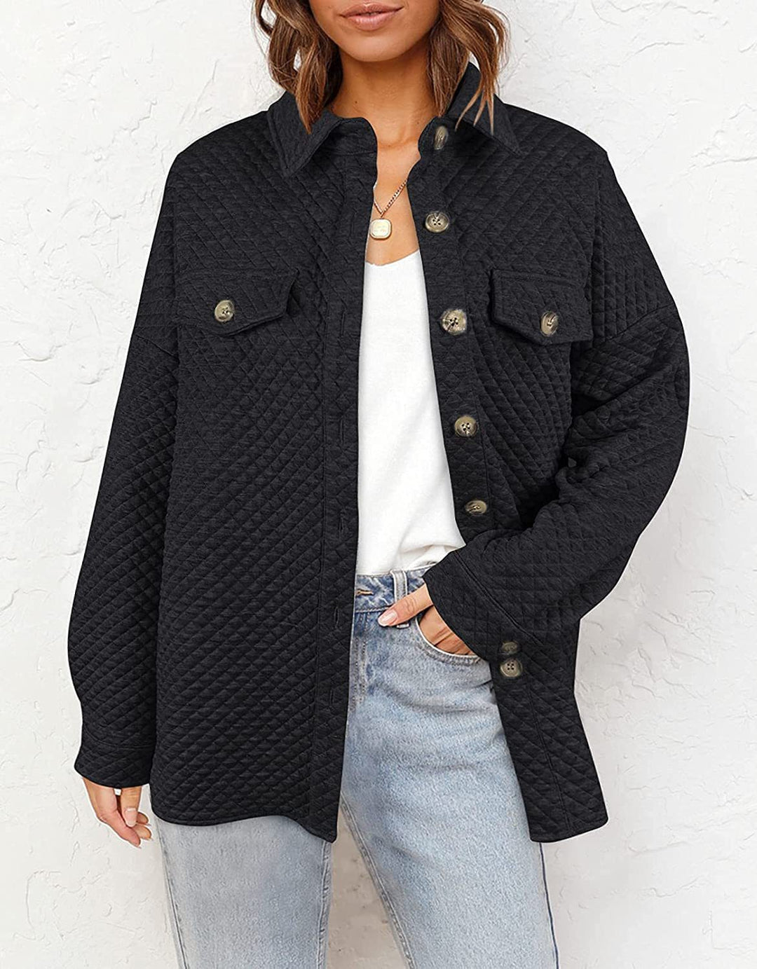 Quilted jacket for women with button placket and pockets Lune London