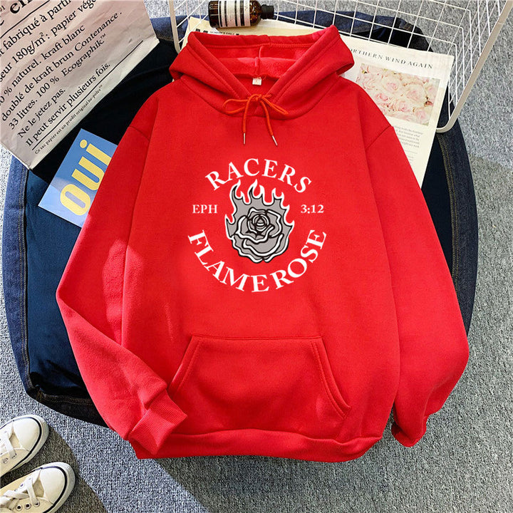 Women's hoodie with creative Flame Rose design Chic & Style