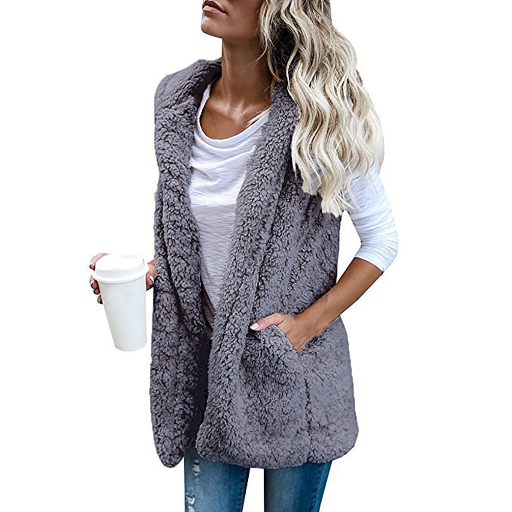 Ladies Cozy Vest Made Of Lambskin Imitation Lune London