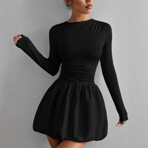 Women’s figure-flattering dress with long sleeves and gathered hem Amarae