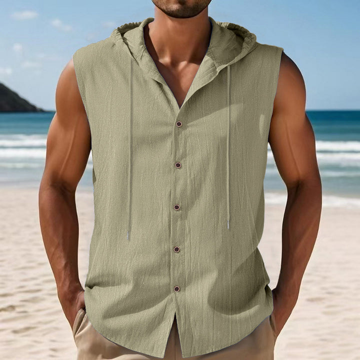 Sleeveless shirt for men with hood and button closure Lune London