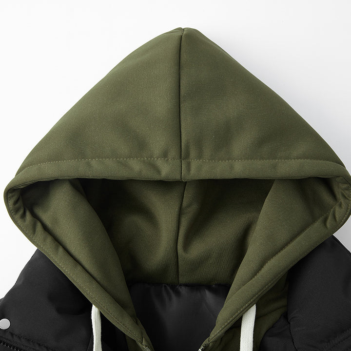 Insulated down jacket for men with removable hood and adjustable hem Lune London