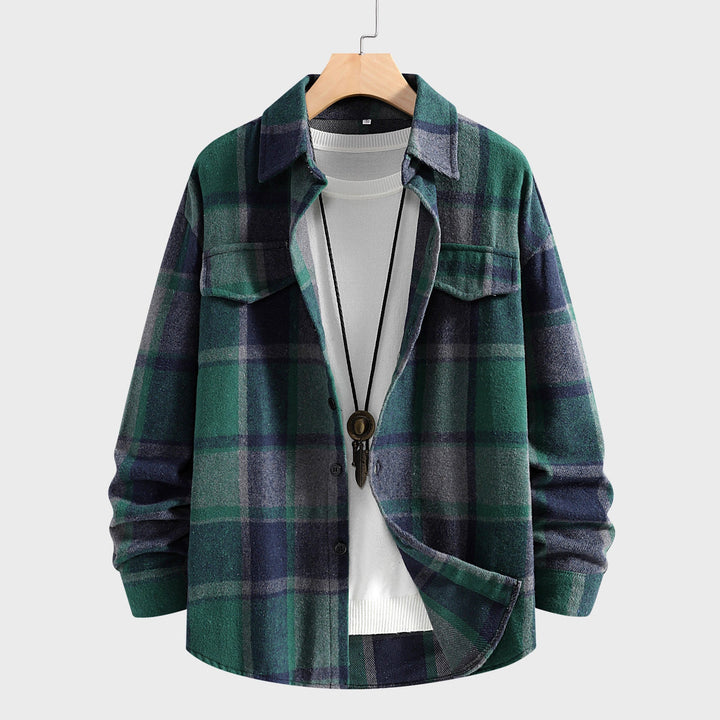 Men's Flannel Shirt with Modern Check Pattern and Two Chest Pockets Chic und Stil