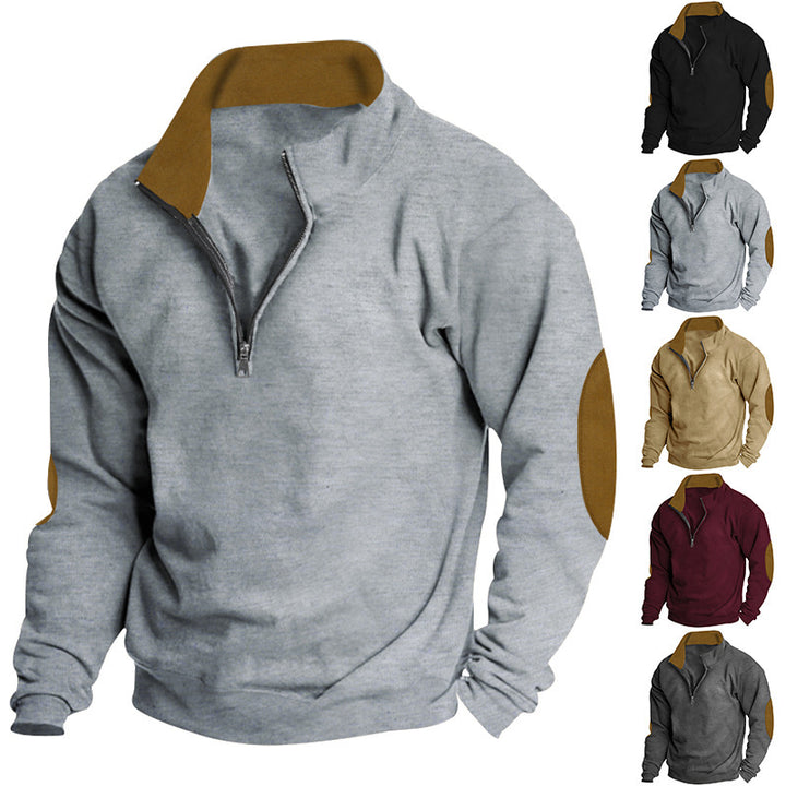 Modern men's sweatshirt with half-zip and textured design Amarae