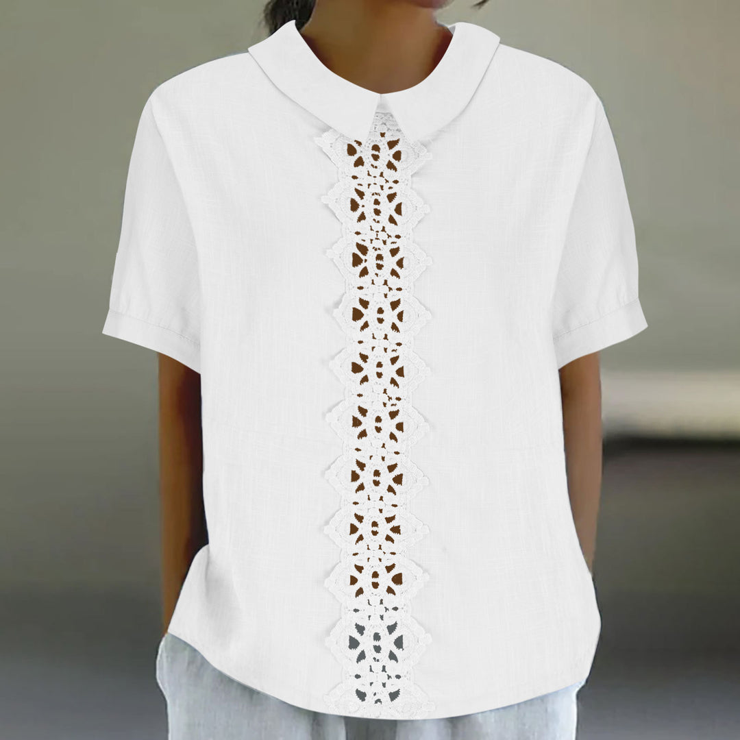 Women short sleeve blouse with lace detail Lune London