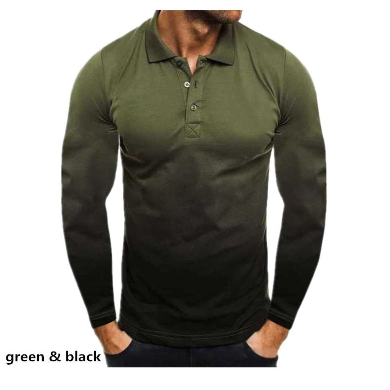 Men's long sleeve polo with a modern gradient of colors and performance material Lune London