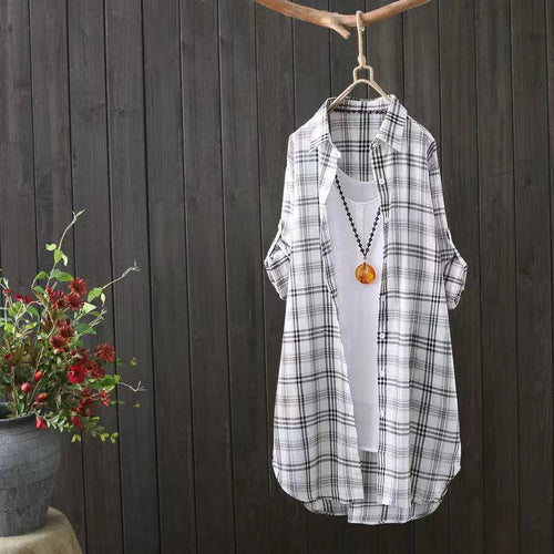 Light plaid patterned overlay shirt for women Amarae