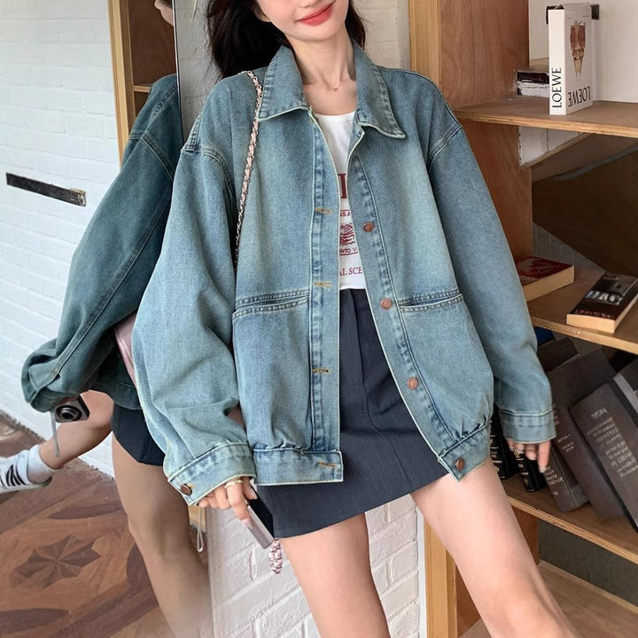 Veste en denim surdimensionnée décontractée pour femmes Chic & Stil