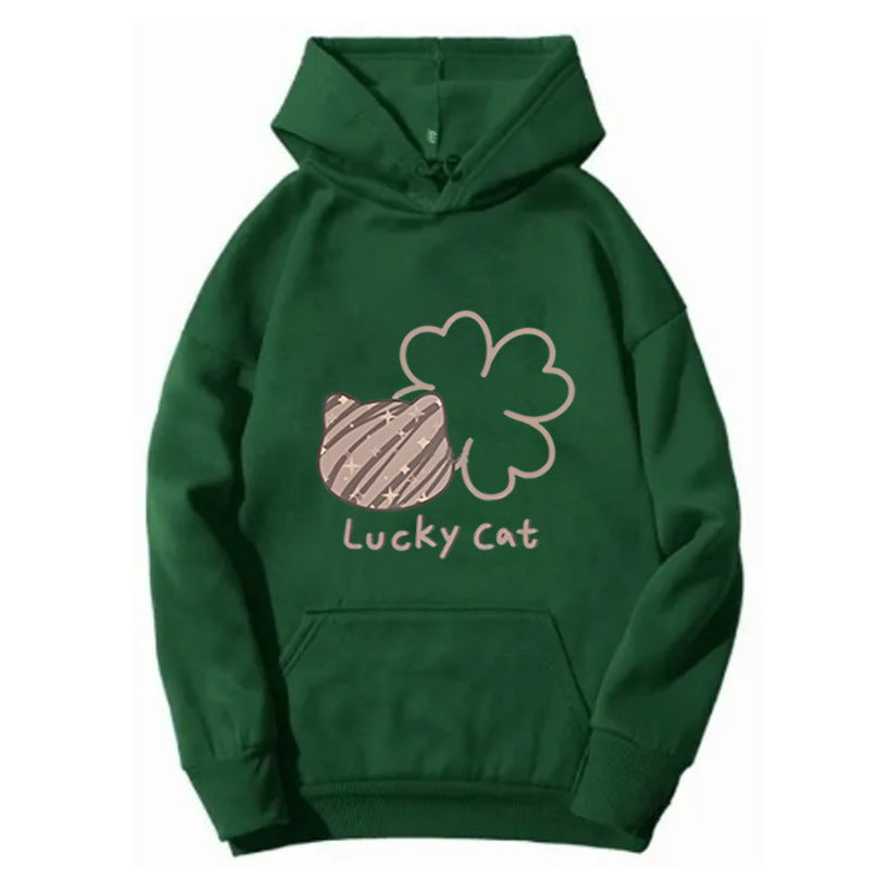 Women's hoodie with creative cat design and lucky motif Chic & Style