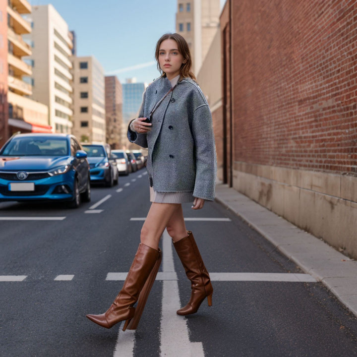 Lune London double-breasted wool coat for ladies with contemporary cut