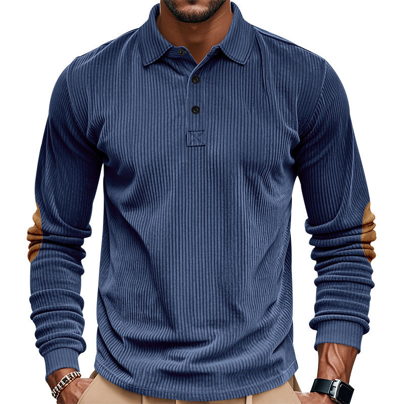 Men's long-sleeve shirt in textured material with fashionable elbow patches Lune London
