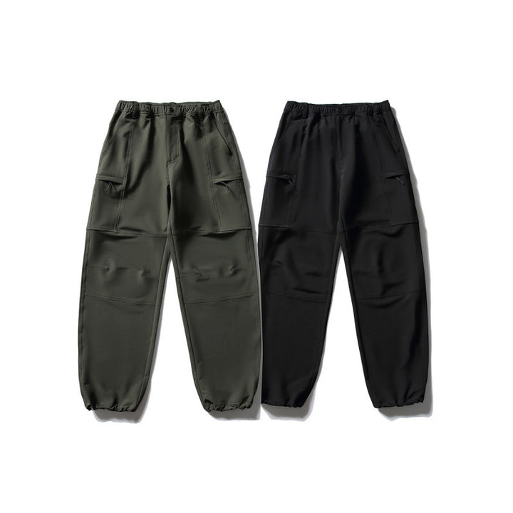 Men's Technical Cargo Casual Pants with Elastic Waistband, Knee Panels, and Zipper Pockets Amarae