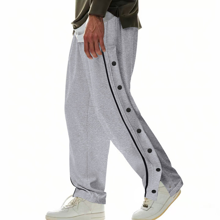 Sporty men's jogger pants with practical snap buttons and elastic waistband Lune London