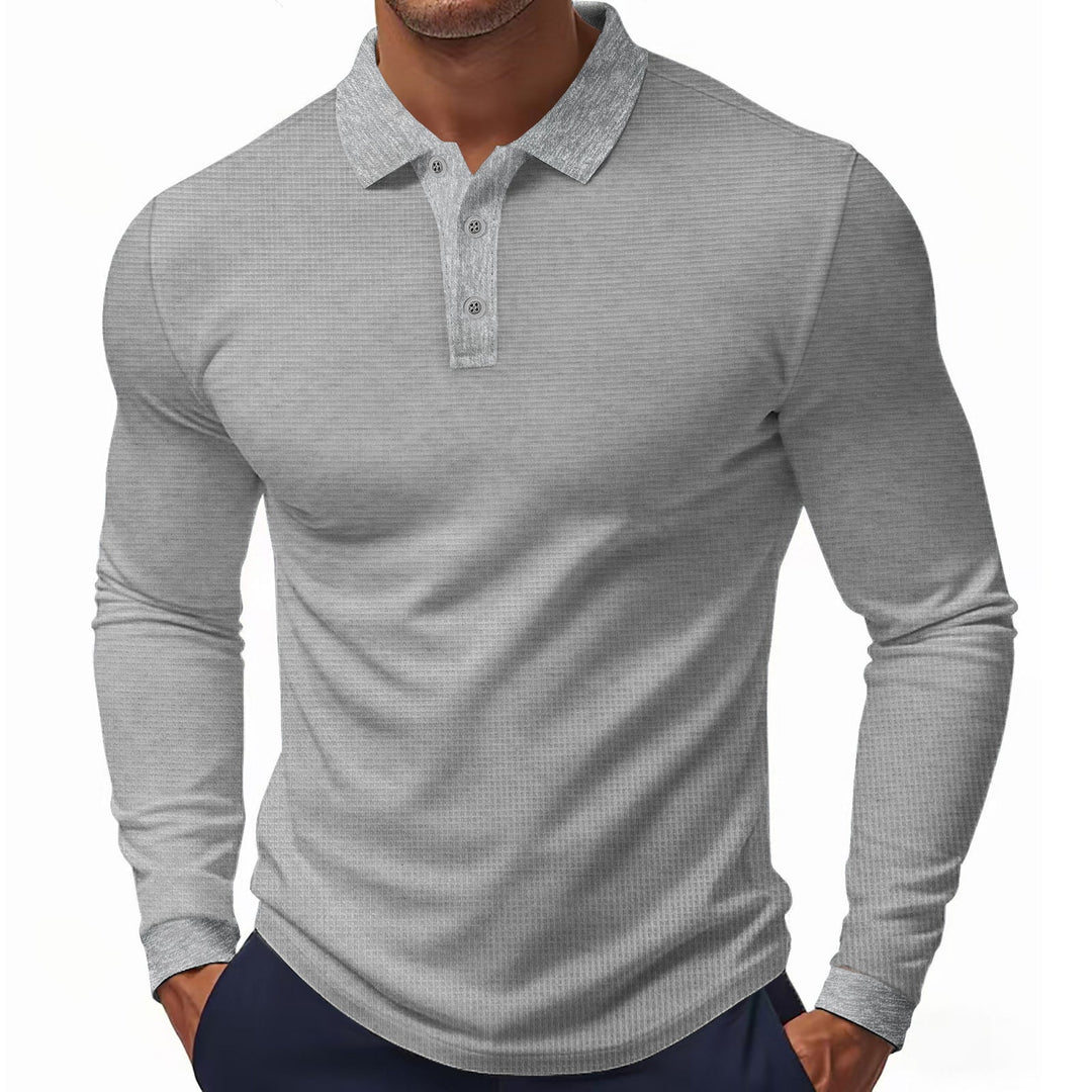 Men's Long-Sleeve Polo Shirt In Structured Design with Modern Cut Lune London