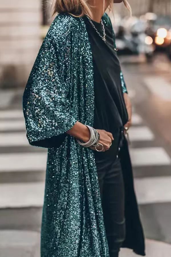 Ladies shimmering kimono with loose fit Lune London