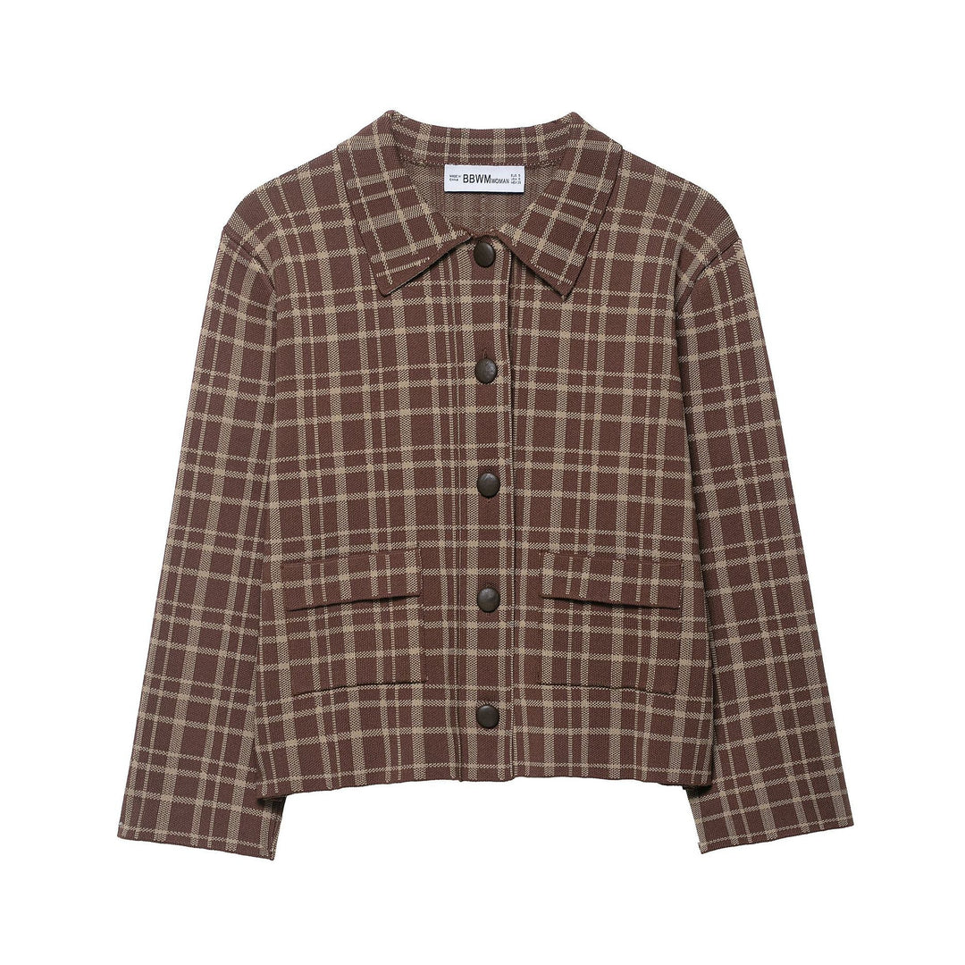 Ladies Chic Short Checkered Jacket