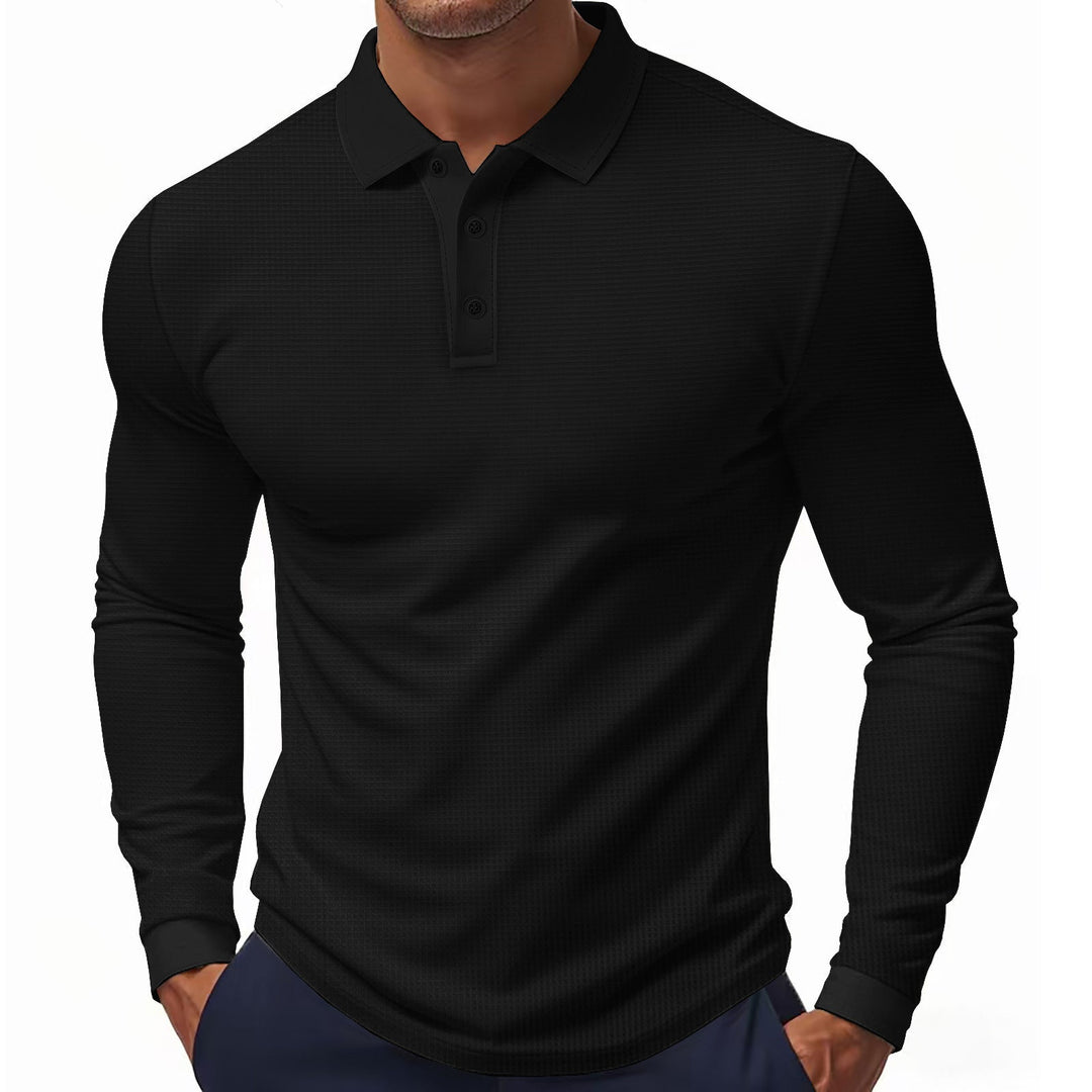 Men's Long-Sleeve Polo Shirt In Structured Design with Modern Cut Lune London
