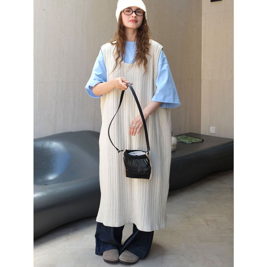 Women Small Perforated Bucket Crossbody Bag with Adjustable Shoulder Strap Amarae