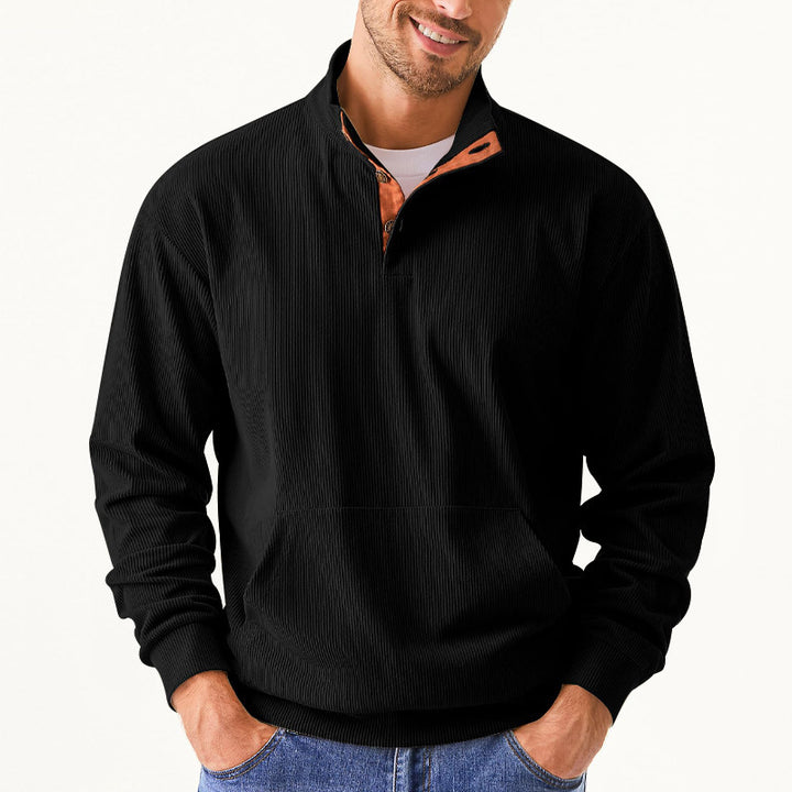 Men's cozy hoodie with fashionable faux leather details and high-quality cotton Chic and style