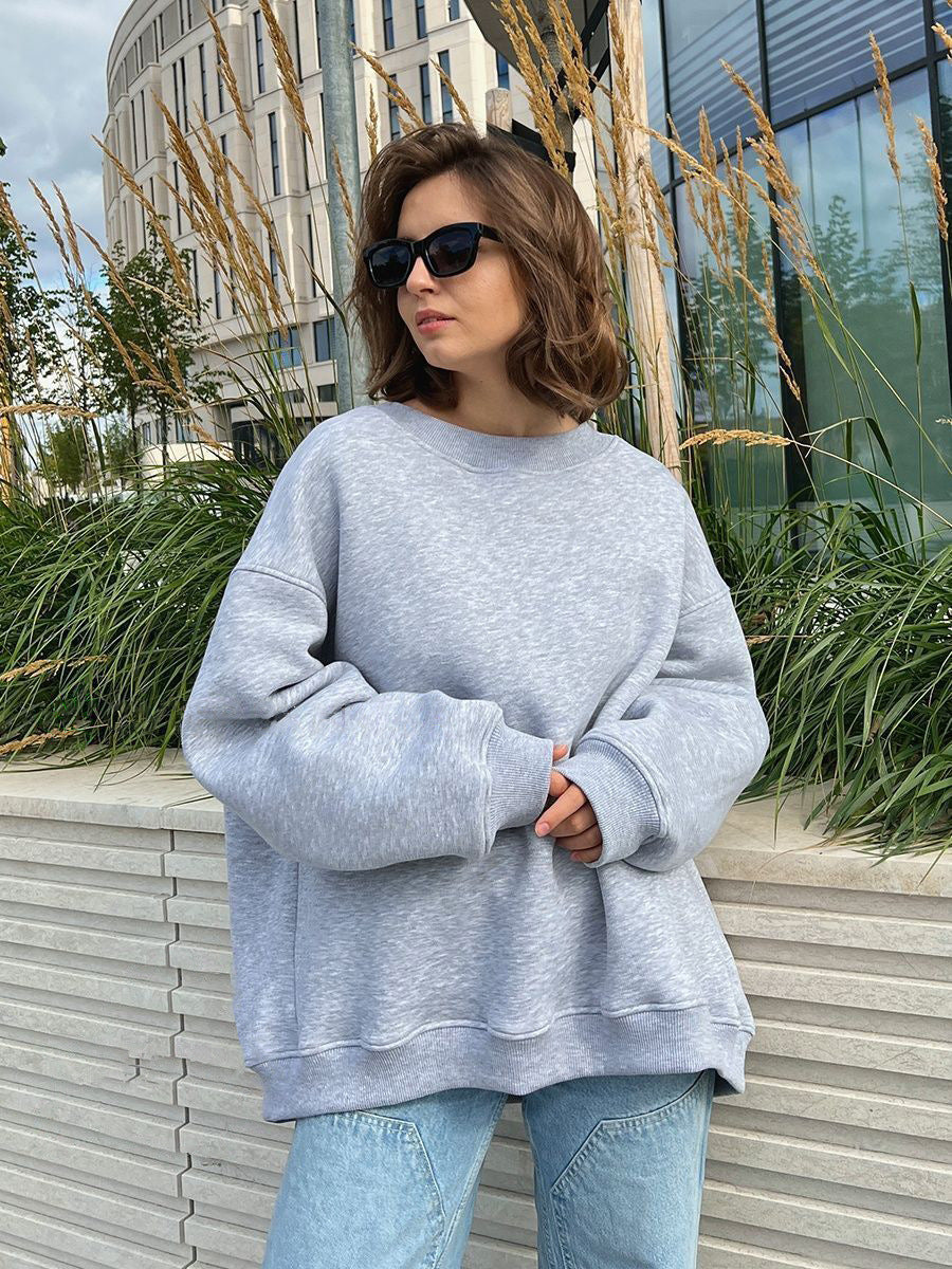 Women's Oversized Sweatshirt with Dropped Shoulder and Soft Fleece Fabric Chic und Stil