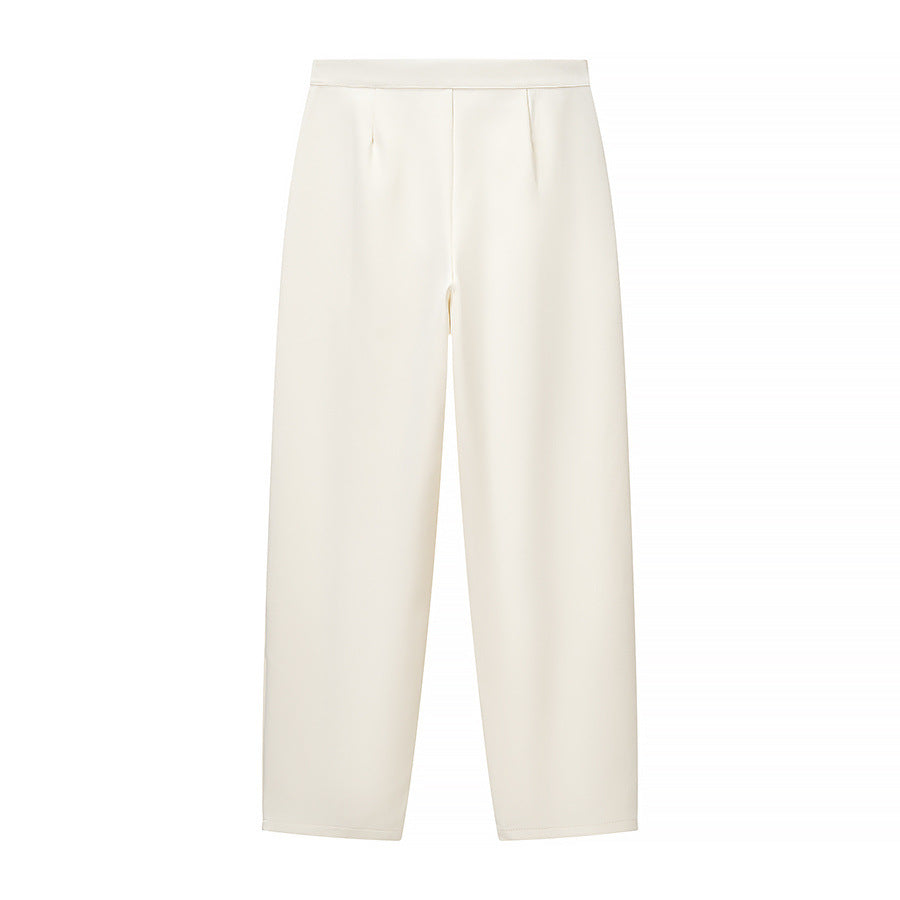 Women's high-waisted wide trousers with pleats, crease and side pockets Amarae