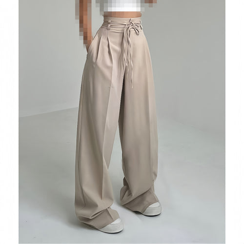 Wide pleated trousers for ladies with side belt Amarae
