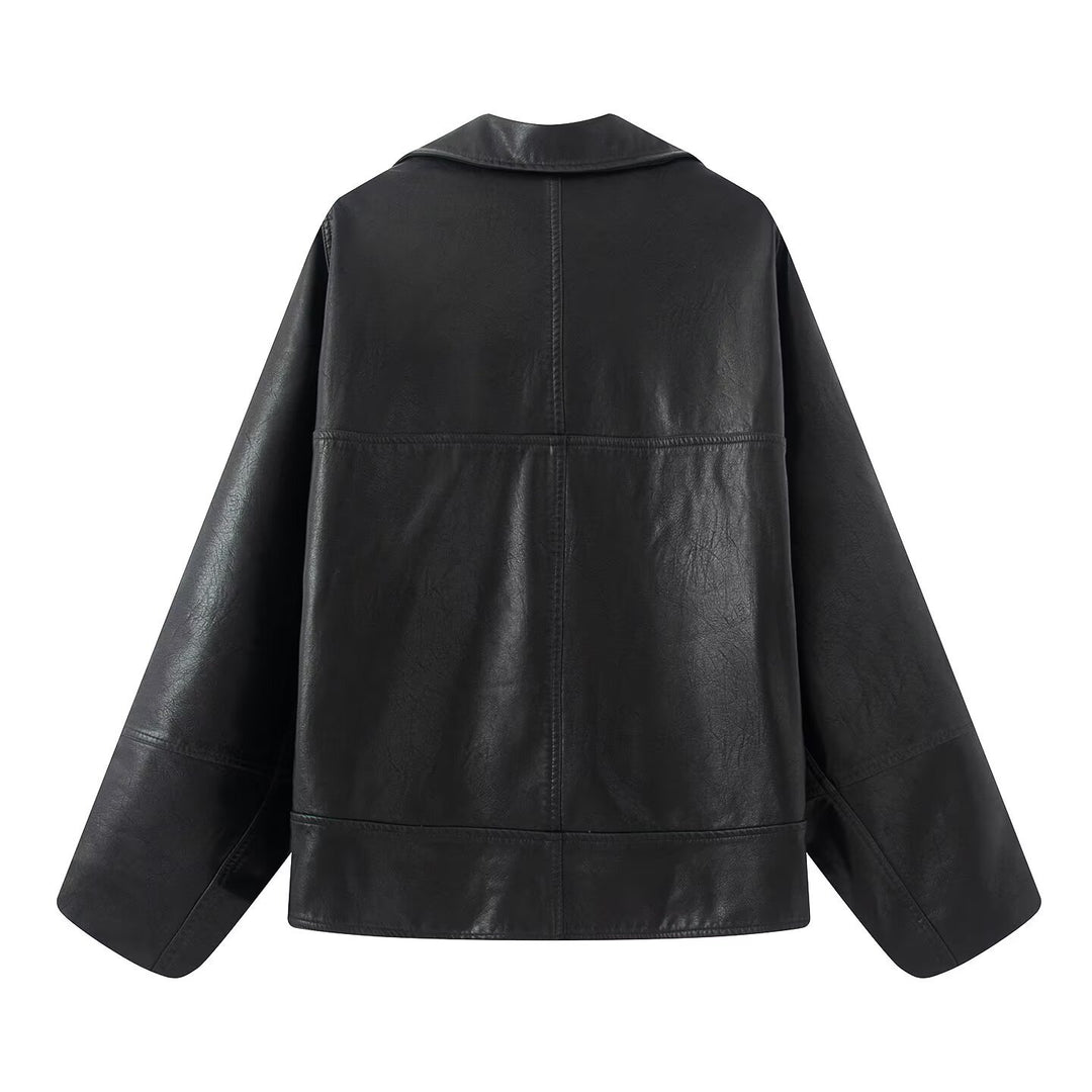Ladies elegant faux leather jacket with oversized cut Lune London