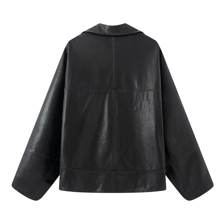 Ladies elegant faux leather jacket with oversized cut Lune London