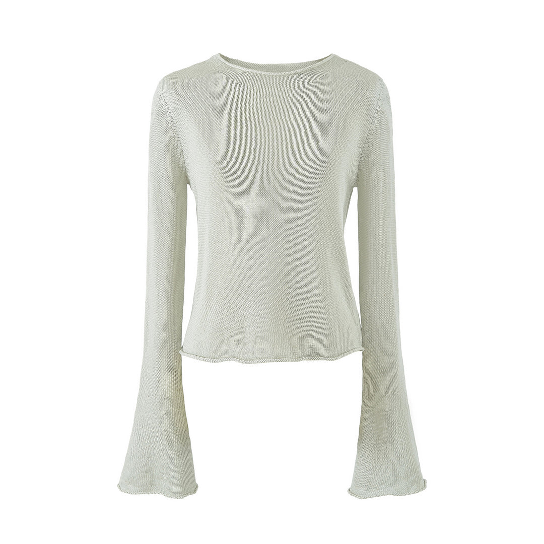 Women's Lightweight Fine Knit Long Sleeve with Flared Trumpet Sleeves Amarae