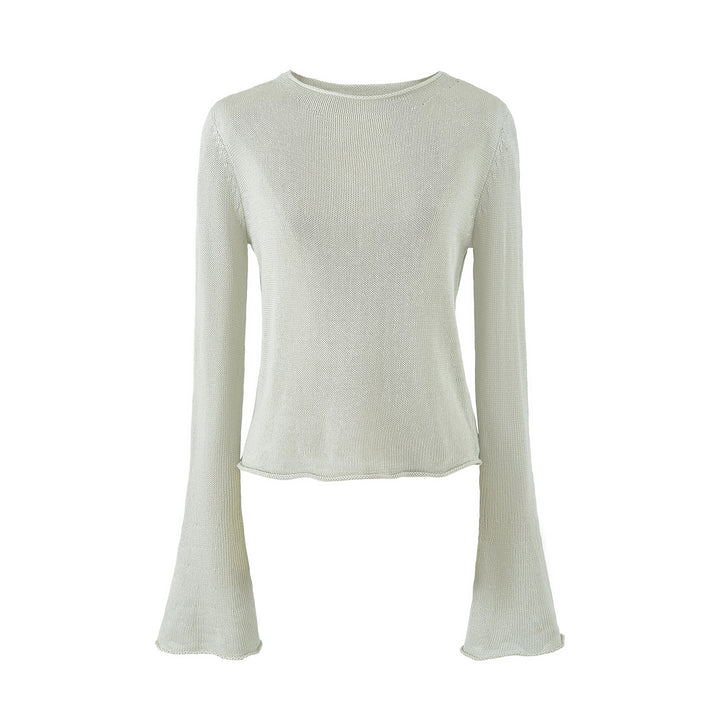 Women's Lightweight Fine Knit Long Sleeve with Flared Trumpet Sleeves Amarae
