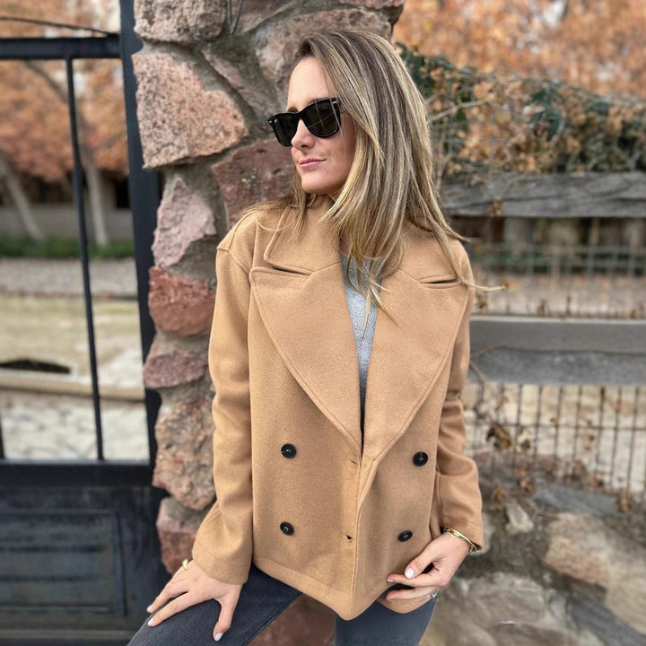 Ladies classic wool double-breasted coat Lune London