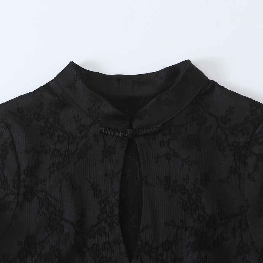 Women's Sleeveless Cheongsam-Inspired Top with Stand Collar and Decorative Button Placket Amarae